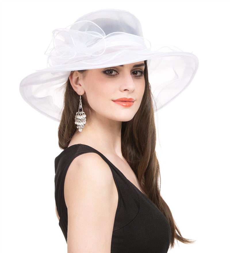 SAFERINÂ® Women's Church Christening Derby Kentucky Wedding Formal Party Hat White5 - Image 1